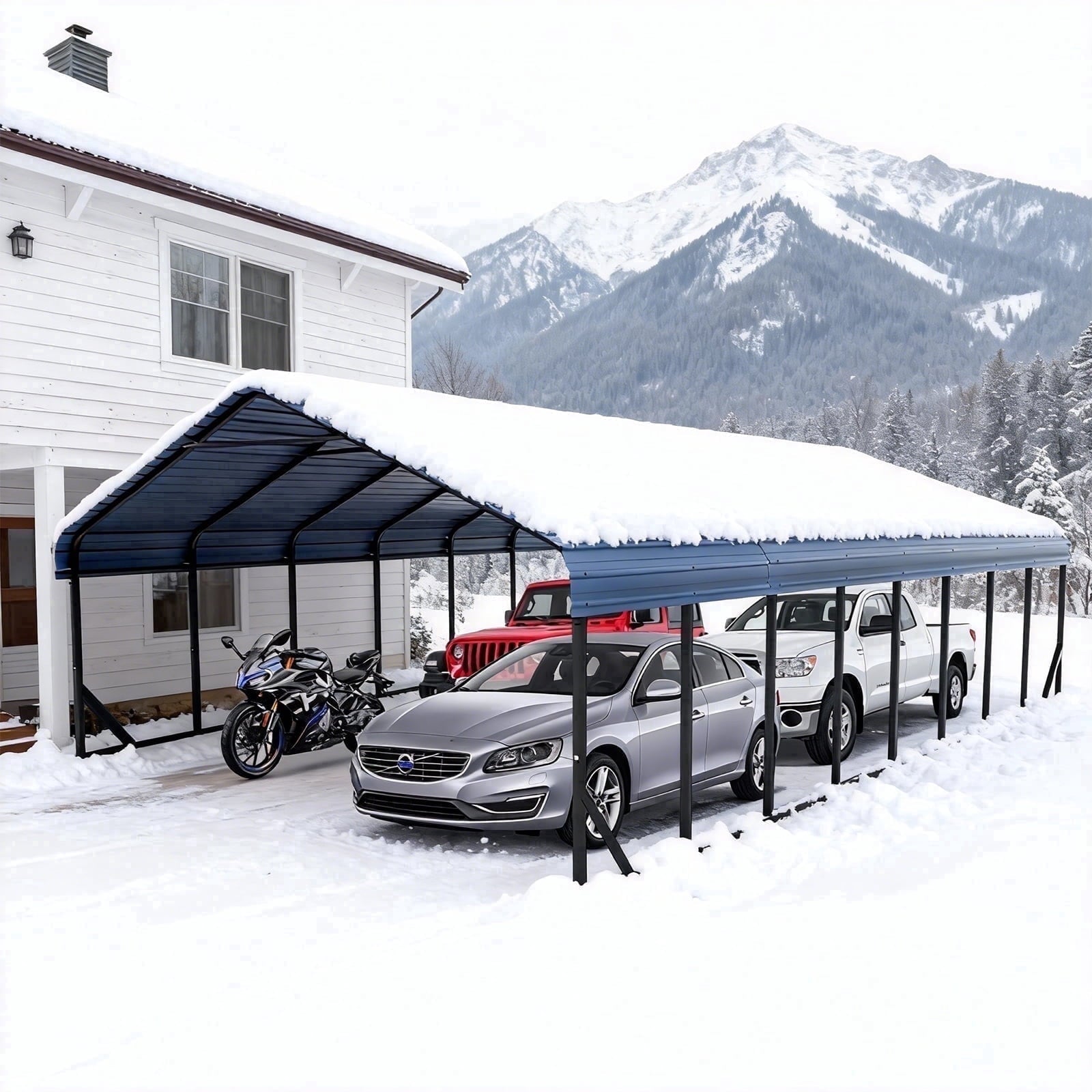 Heavy-Duty 10x20 ft Carport Garage, All-Weather Protection for RV, Boat, Car & Truck, Portable Shelter with Wind & Rust Resistance