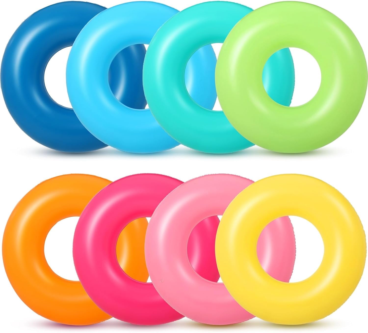 8 Pcs Inflatable Pool Float for Adults 36 Inch Clear Swim Rings Bulk Neon Swimming Pool Tubes Floaties Toys for Beach Summer Bachelorette Party Decorations, 8 Colors