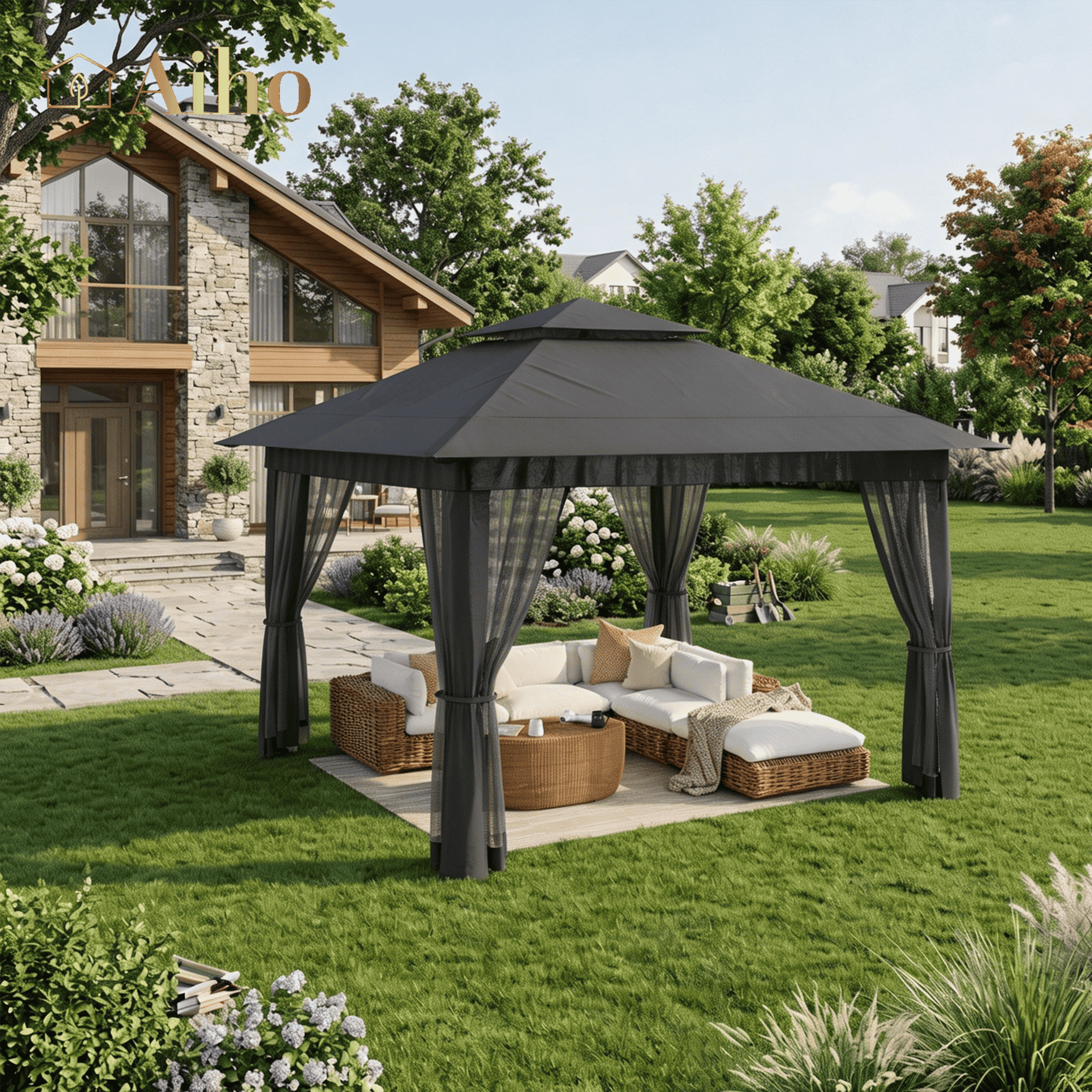 10x10 Pop-Up Canopy Tent with Removable Walls, 3 Height Adjustable Easy Set up Portable Gazebo, For Camping, White