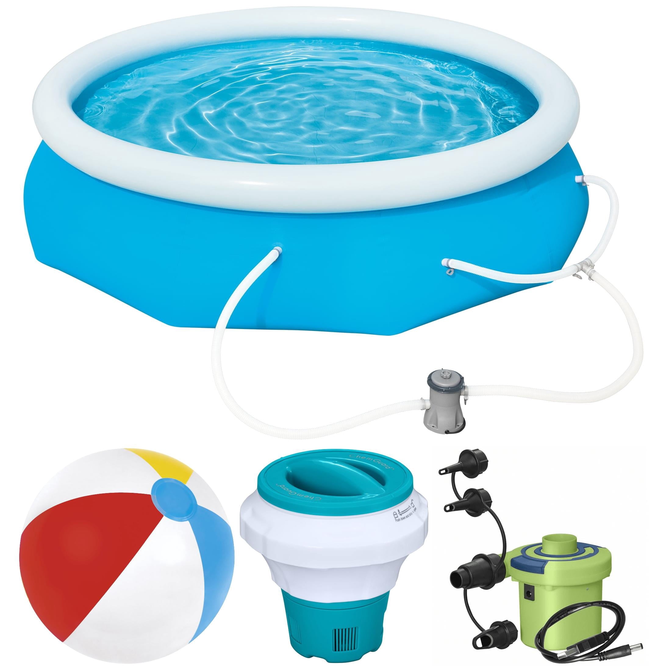 Bluescape Fast Set 10’ x 30” Round Inflatable Soft Sided Above Ground Pool Set