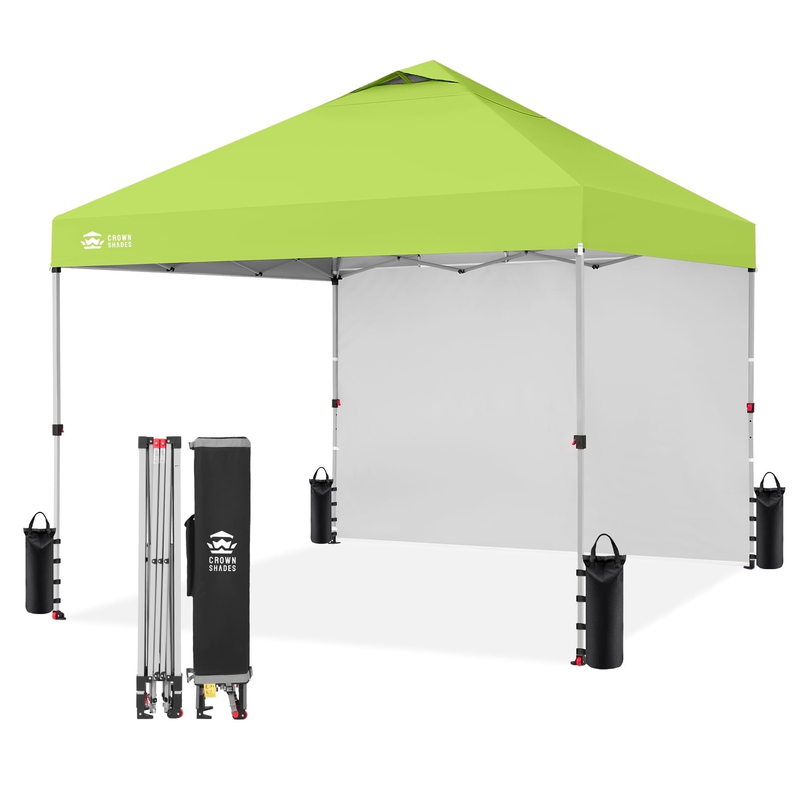 CROWN SHADES 10'x10' Instant Canopy Tent with 1 Sidewall with One Push Setup Sun Shelter for Events Parties Sky Blue