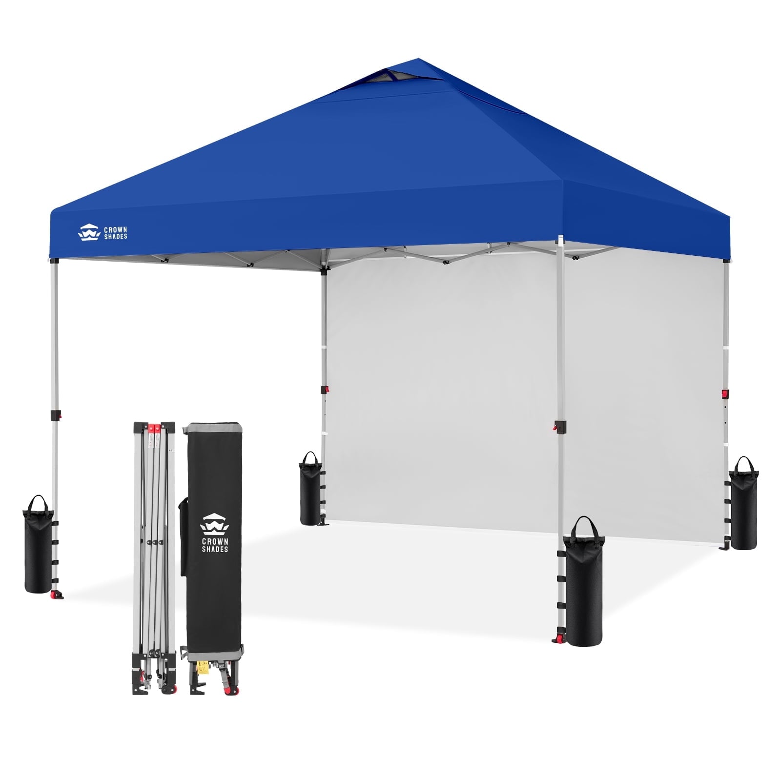 CROWN SHADES 10'x10' Instant Canopy Tent with 1 Sidewall with One Push Setup Sun Shelter for Events Parties Sky Blue