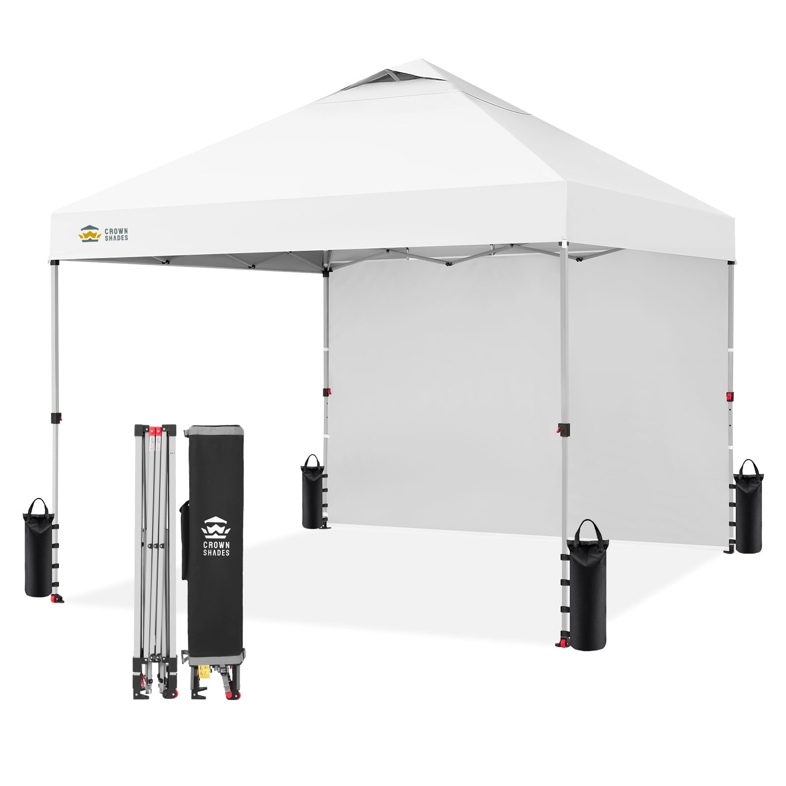 CROWN SHADES 10'x10' Instant Canopy Tent with 1 Sidewall with One Push Setup Sun Shelter for Events Parties Sky Blue