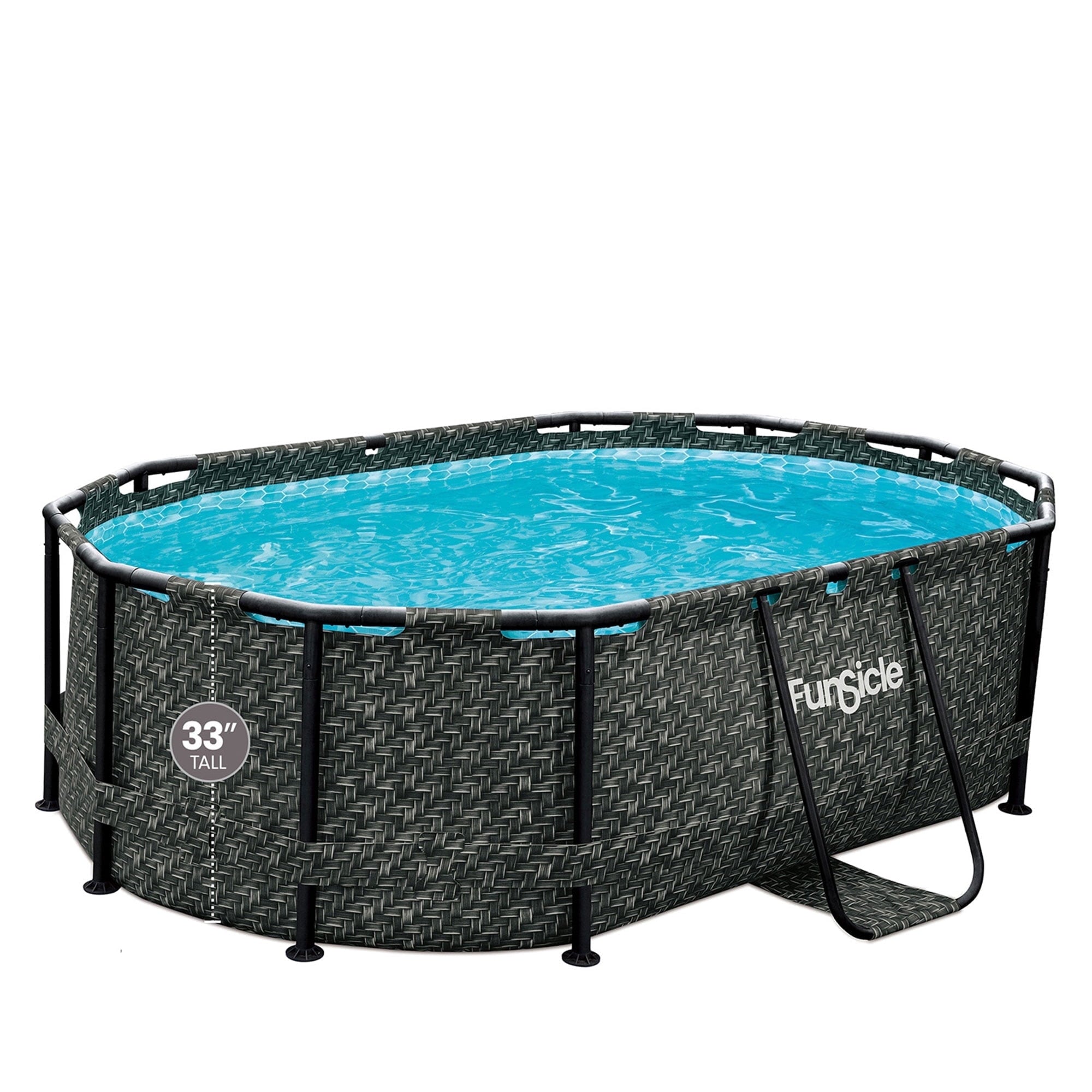 Funsicle 13'11 Oasis Designer Above Ground Pool with Pump, Oval Frame, Dark Herringbone