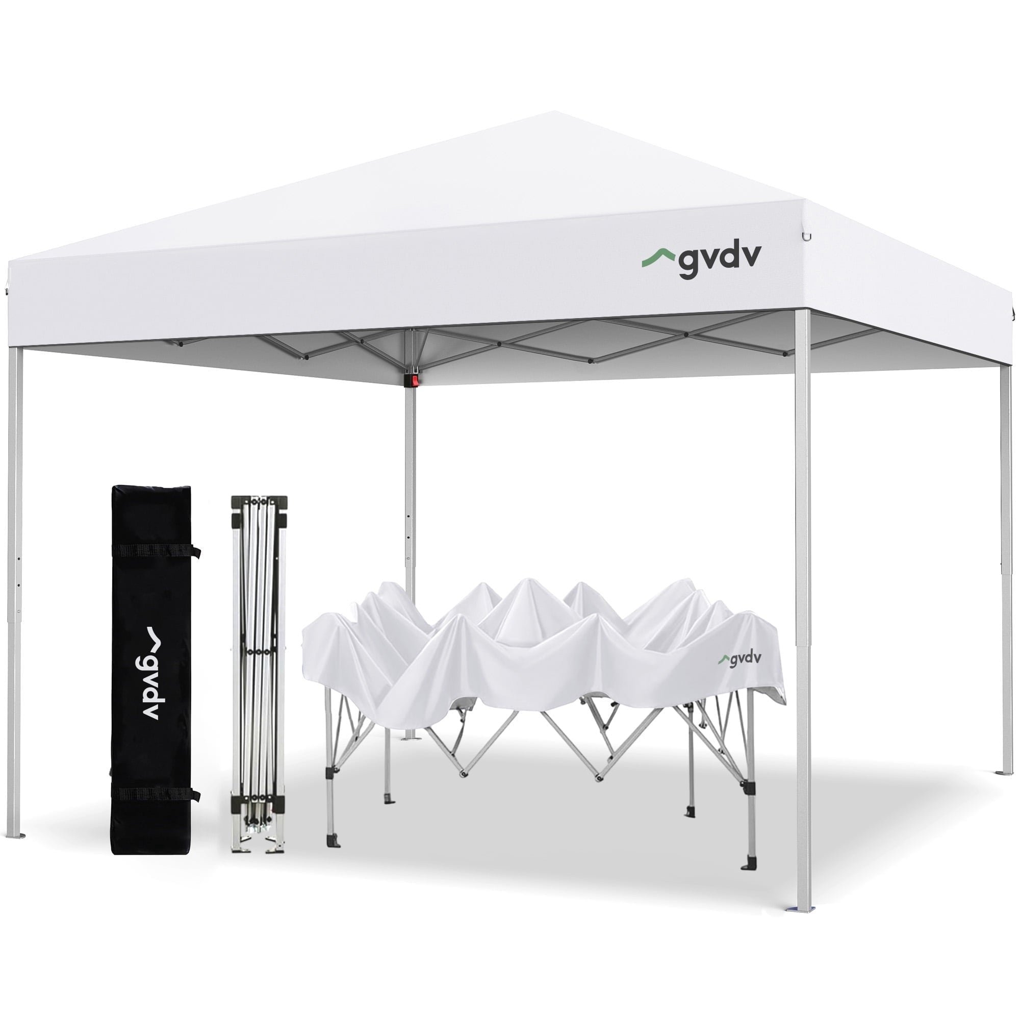 GVDV Canopy Tent, 10x10 ft Easy Pop up Outdoor Canopy Tent, Portable Straight Leg Gazebo Instant Canopy, Blue