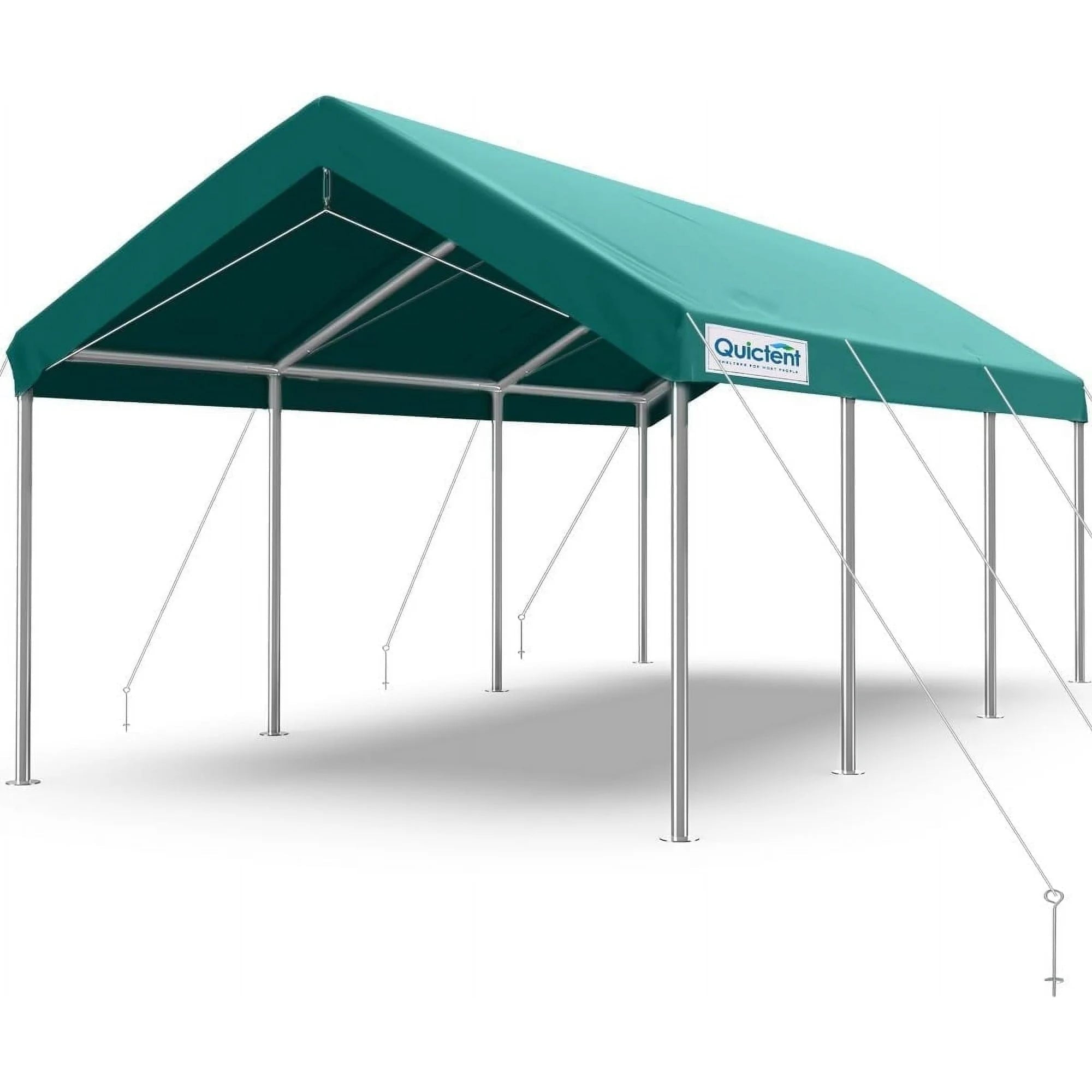 Quictent 10x20 ft Heavy Duty Carport Canopy Galvanized Car Tent Outdoor Garage Boat Shelter with Reinforced Structure, No Sidewall - White