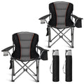 Sophia & William 2 Pack Oversized Camping Chair Heavy-Duty Steel Frame Supports 450Lbs, Foldable Outdoor Lawn Chair with Cup Holder for Backyard & Camping, Black